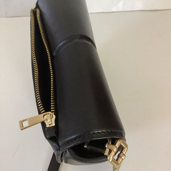 Zara 100% Leather Crossbody/Shoulder Bag W Gold Chain Hardware Black - Picture 13 of 16